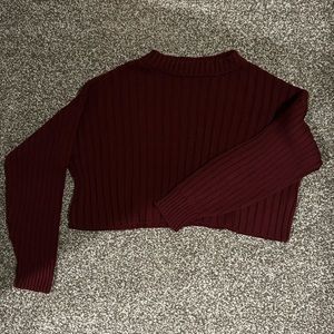 Brand new burgundy cropped sweater. Cute and oversized